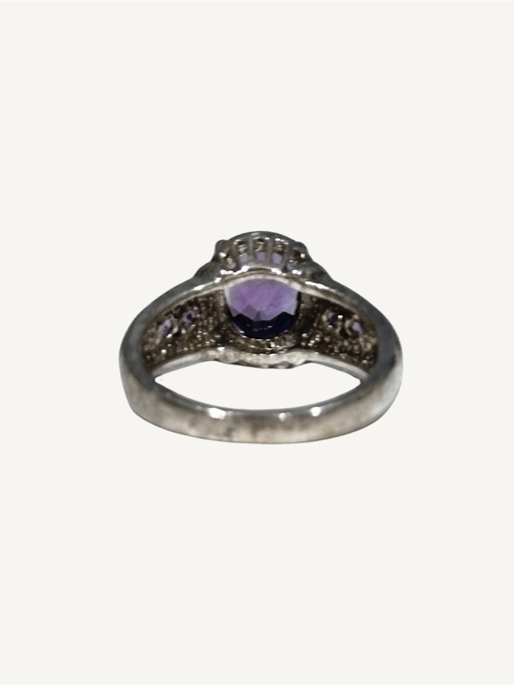 Amethyst Sterling Silver Ring Oval Center Channel Set Shoulders Vintage 90s - Picture 5 of 8